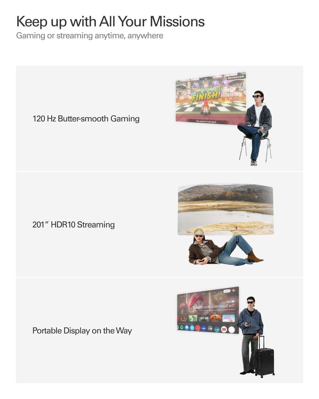 RayNeo Air 4 Pro AR/XR Glasses HDR10 201" Display, 120Hz 3D Movie Game