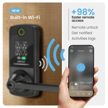 Smart Door Lock with Handle & AI Biometric Fingerprint Entry