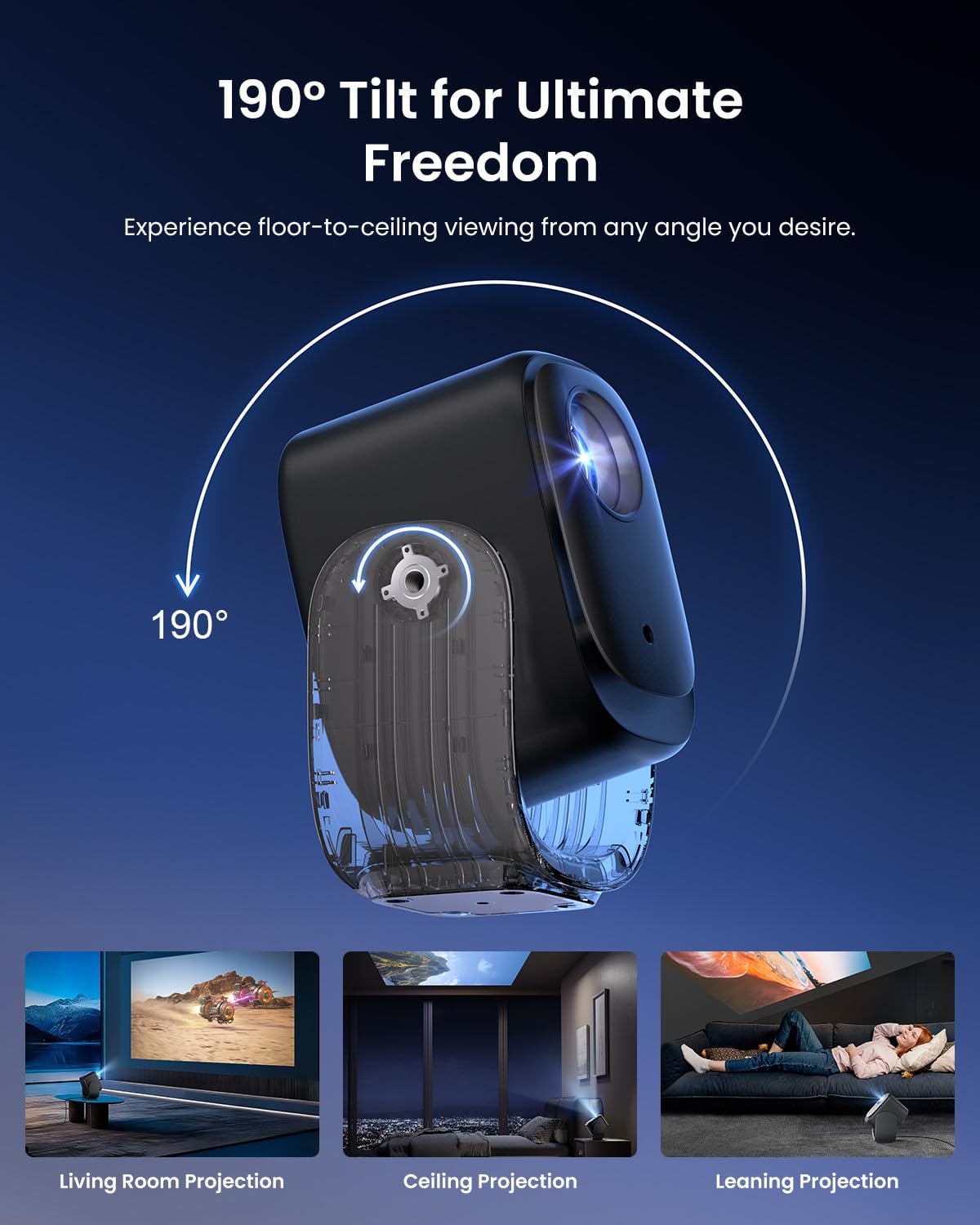 1080P Smart Mini Projector with WiFi, Bluetooth & Dolby Audio