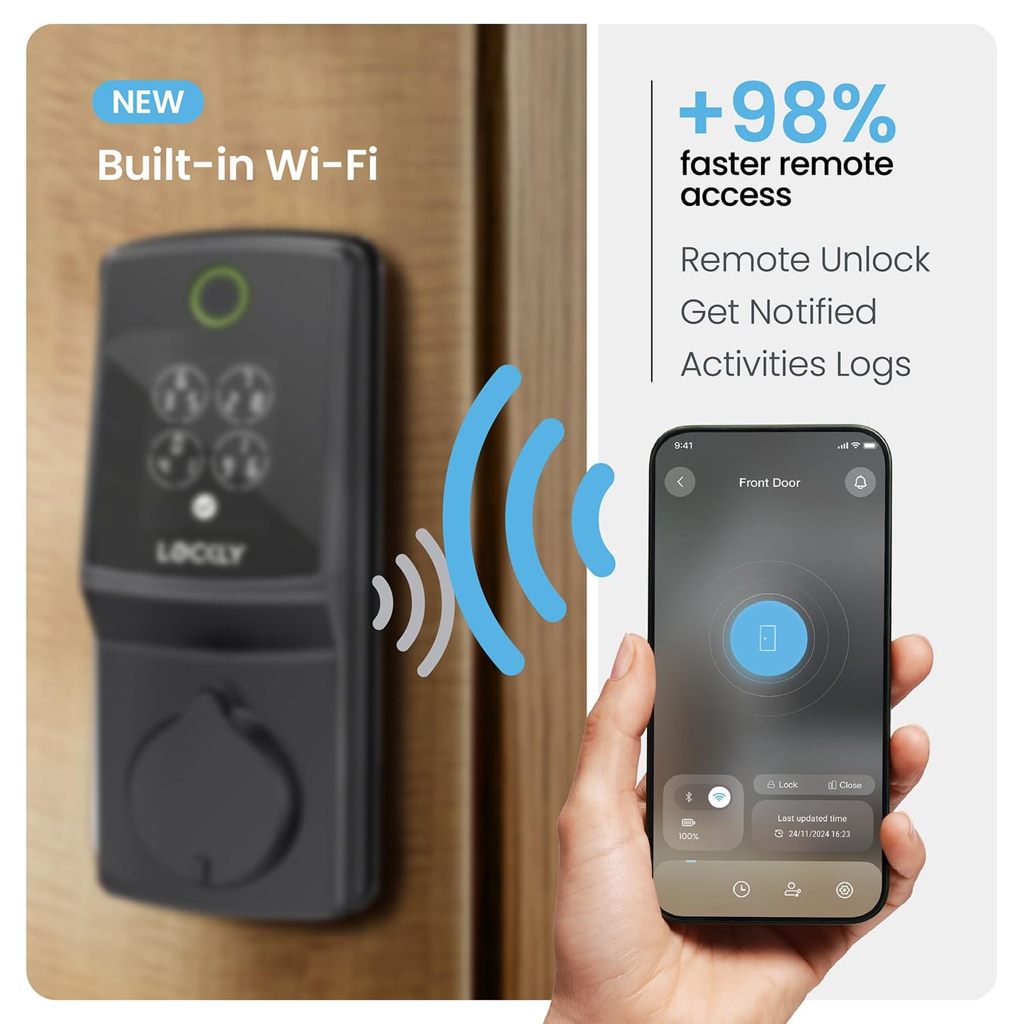 Smart WiFi Door Lock with Fingerprint & Keyless Entry