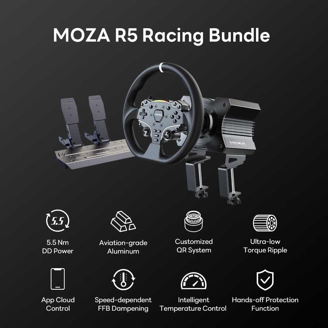 5.5Nm Direct Drive Sim Racing Wheel & Pedal Bundle