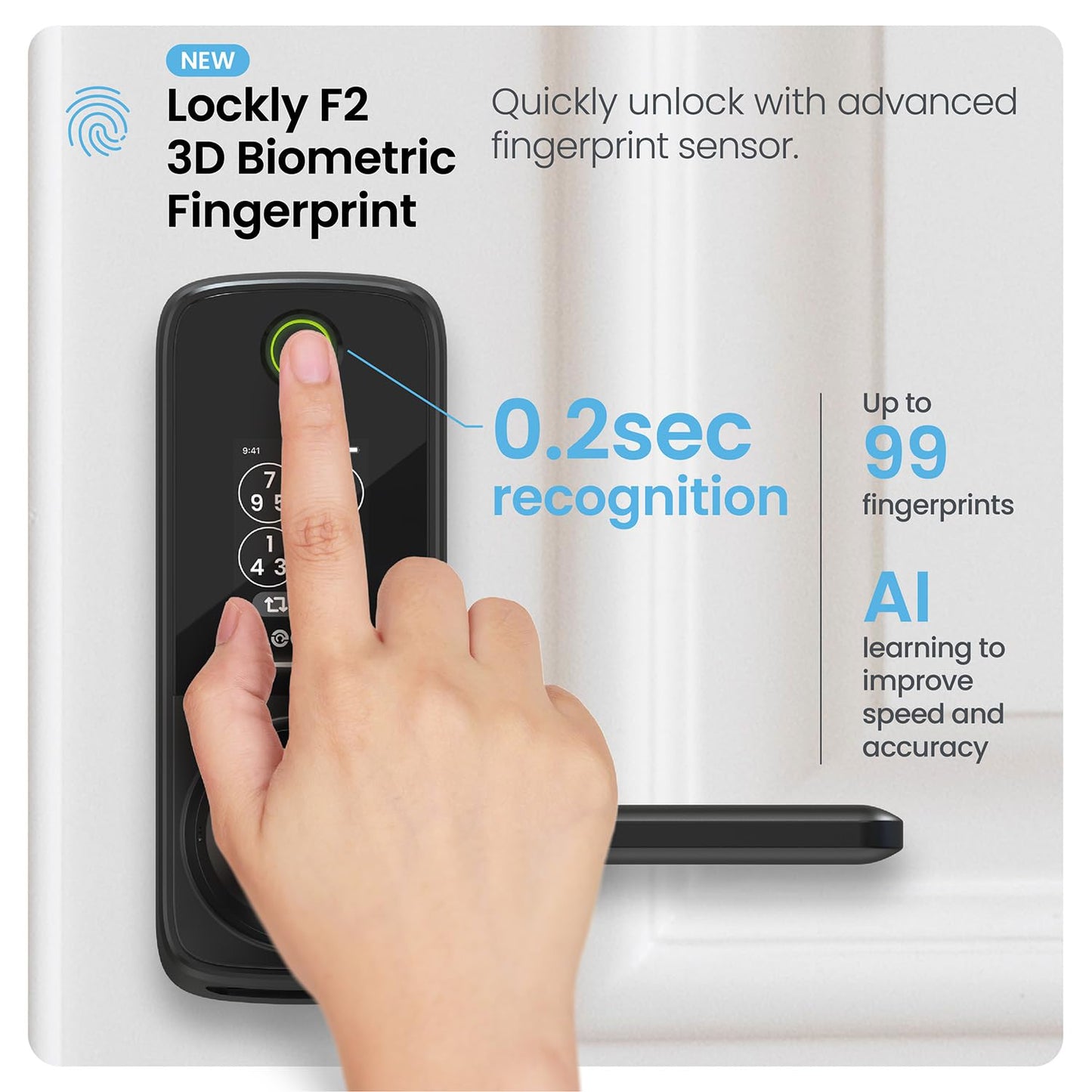 Smart Door Lock with Handle & AI Biometric Fingerprint Entry