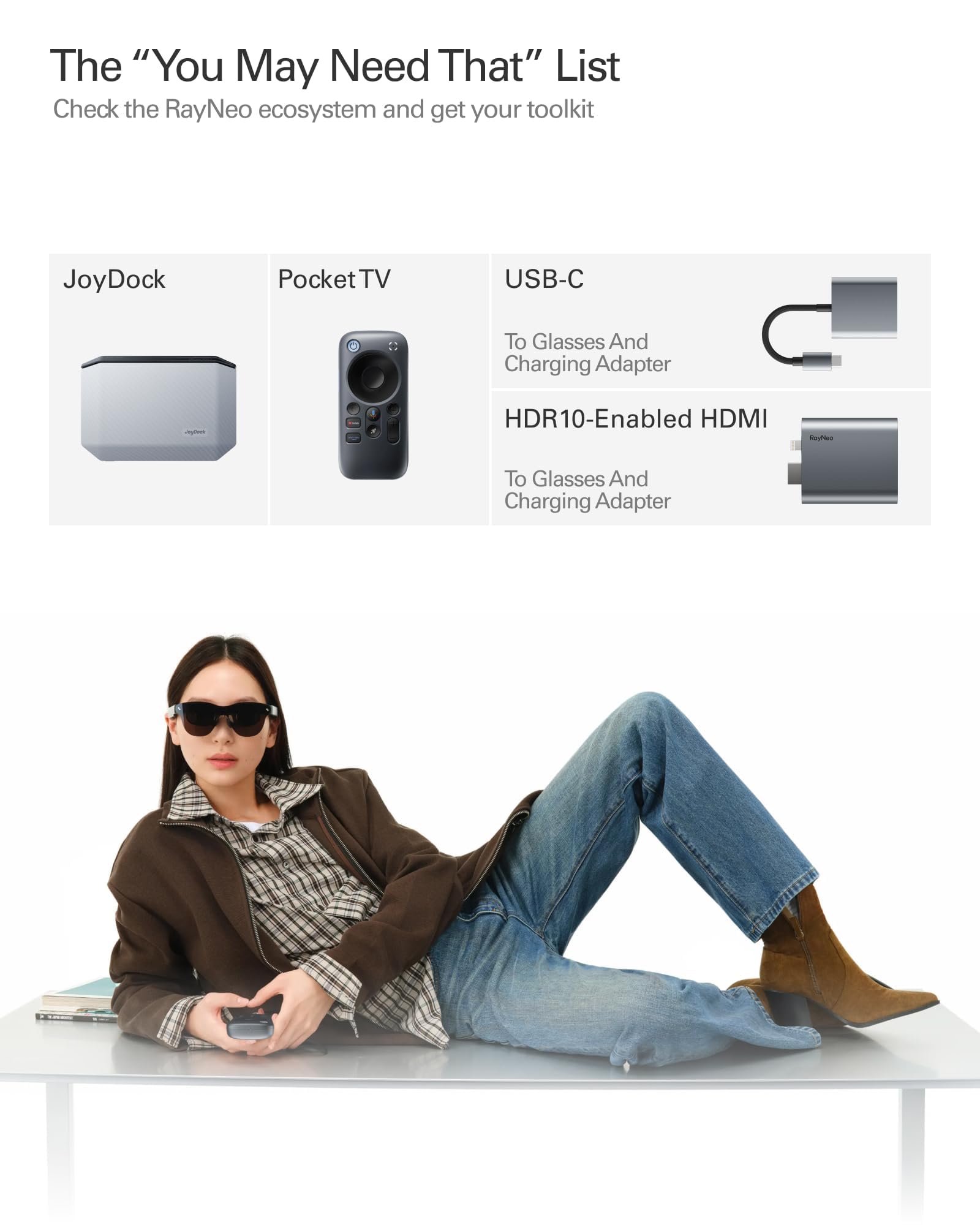 RayNeo Air 4 Pro AR/XR Glasses HDR10 201" Display, 120Hz 3D Movie Game
