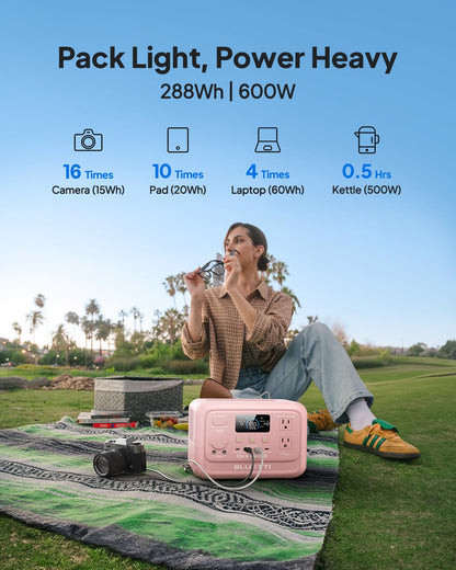 288Wh Portable Power Station with 600W AC & 70-Min Fast Charging