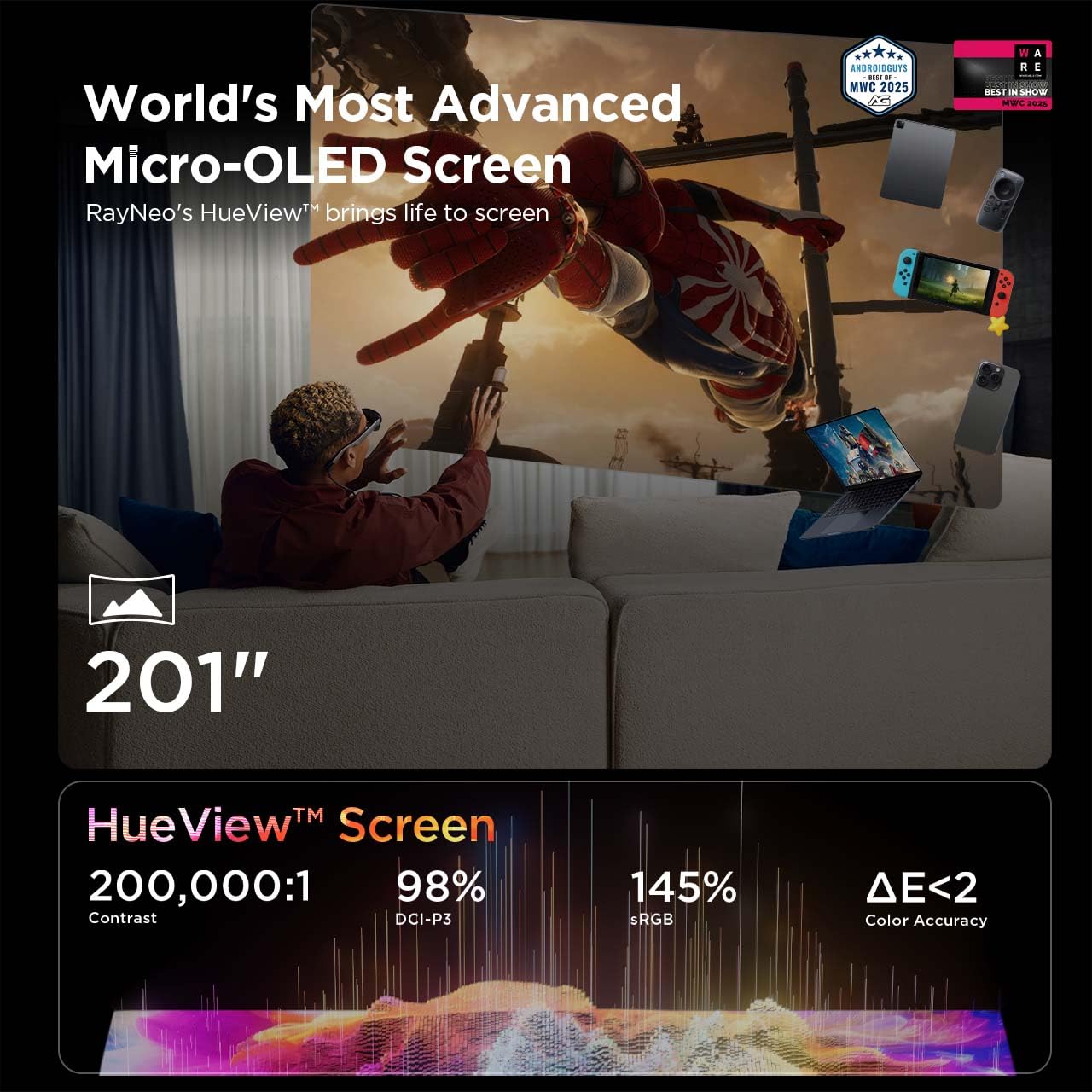 201" 120Hz FHD AR/XR Glasses for Movies & Gaming