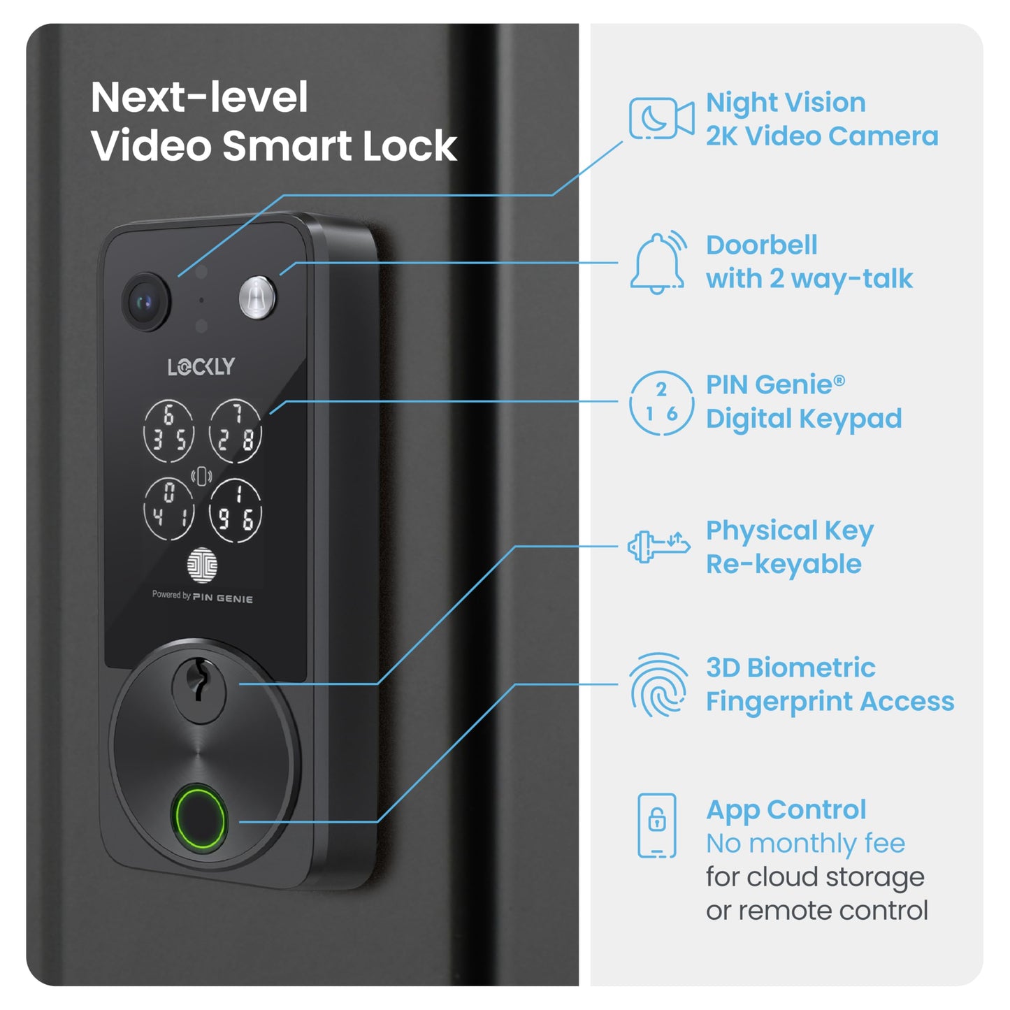 Smart Video Door Lock with Fingerprint, WiFi & Keyless Entry