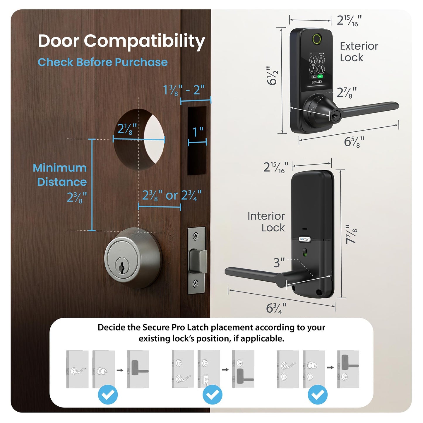 Smart Door Lock with Handle & AI Biometric Fingerprint Entry