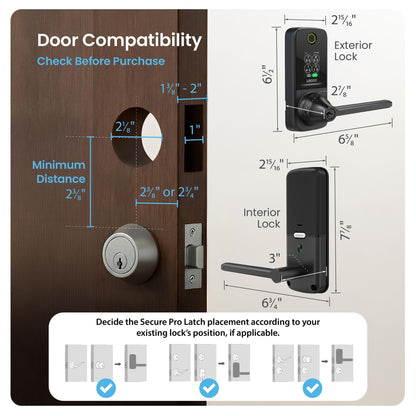 Smart Door Lock with Handle & AI Biometric Fingerprint Entry