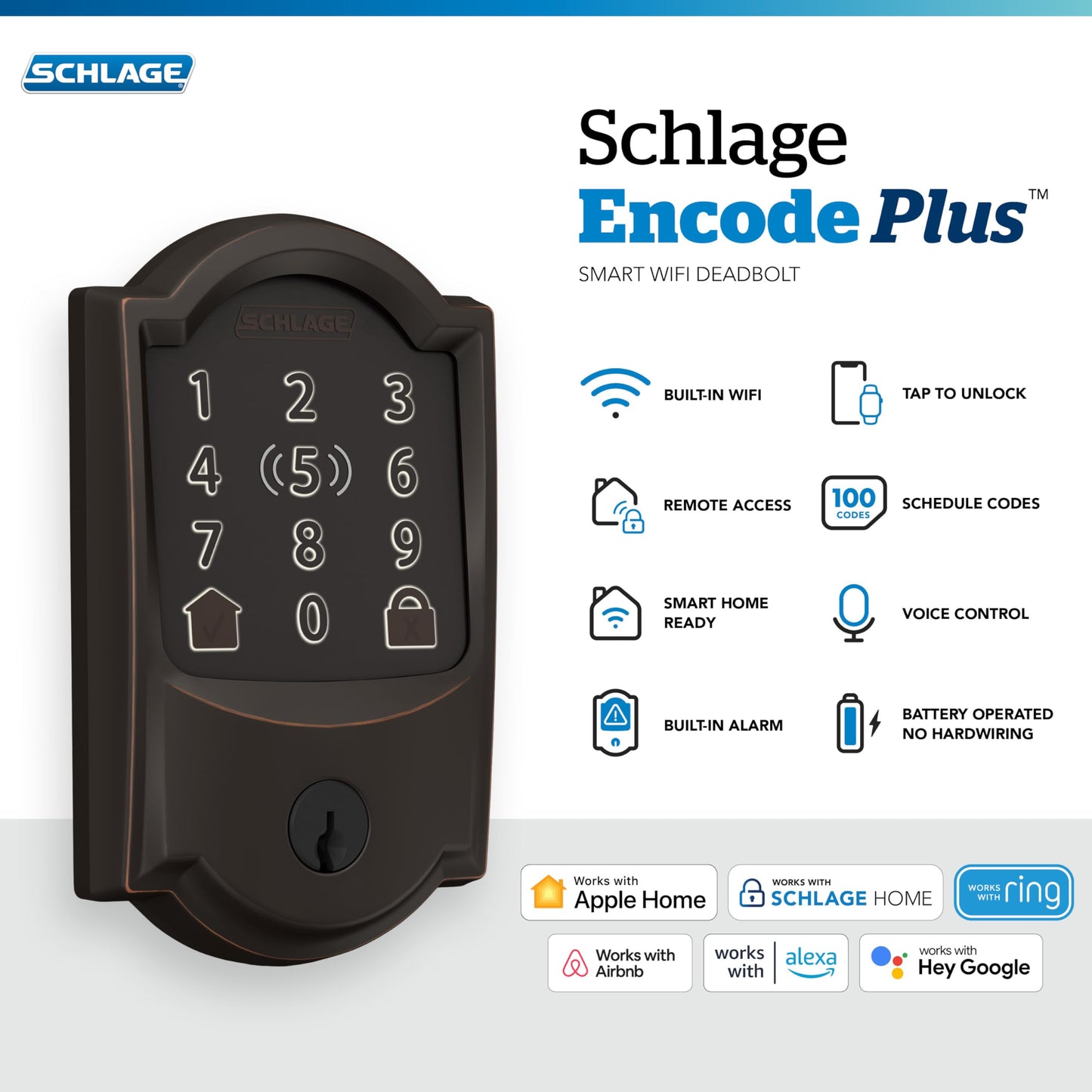 Schlage WiFi Deadbolt Smart Lock with Apple Home Key