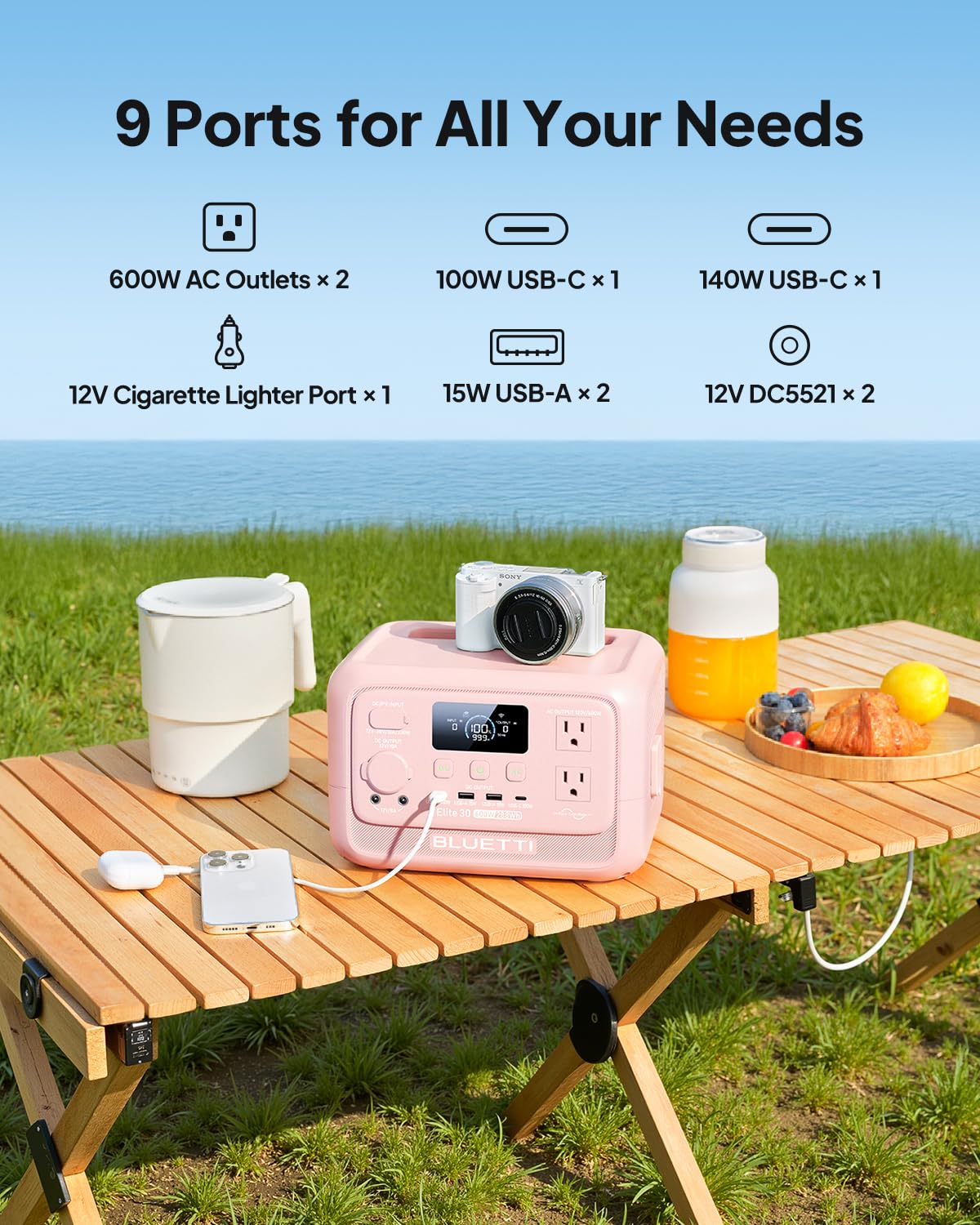 288Wh Portable Power Station with 600W AC & 70-Min Fast Charging