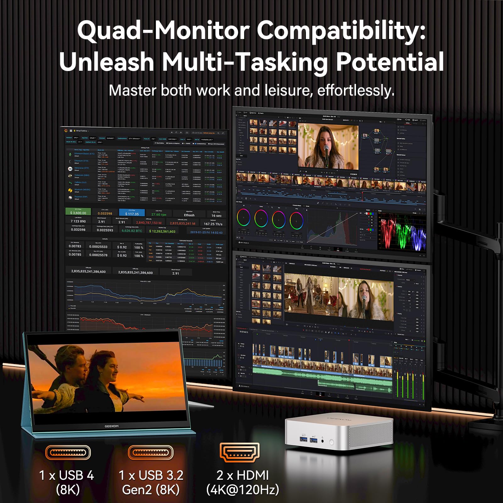 8K Mini PC with WiFi 6, Bluetooth 5.2 & Windows 11 Pro