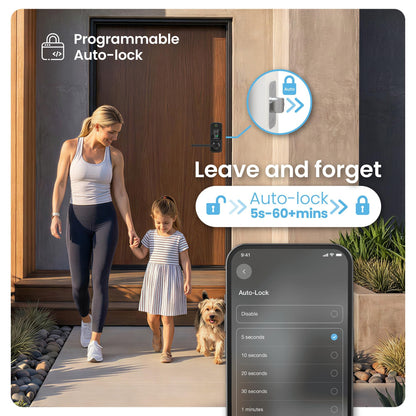 Smart Door Lock with Handle & AI Biometric Fingerprint Entry