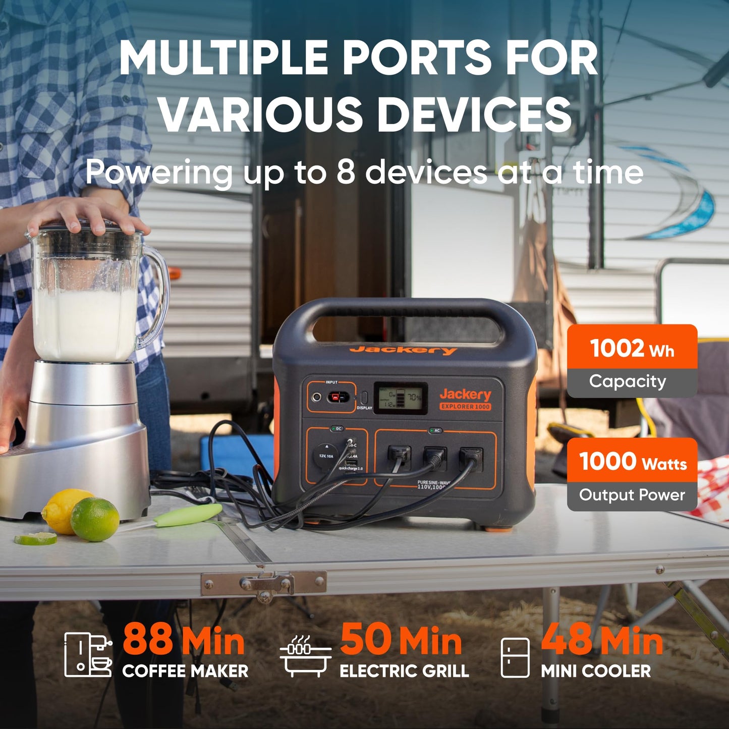 1002Wh Portable Power Station with 1000W AC Output