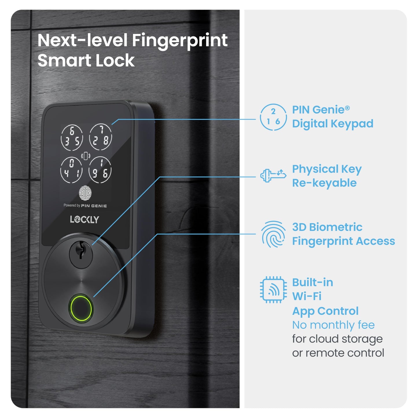 Smart Door Lock with Fingerprint, Keyless Entry & Remote Control